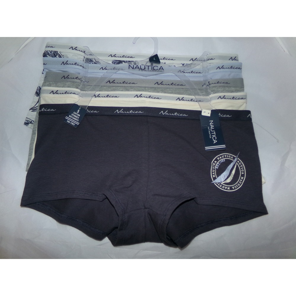 Nautica Womens SZ LRG 5 Pack Cotton Spandex Boyshort Underwear NWT - Picture 1 of 6